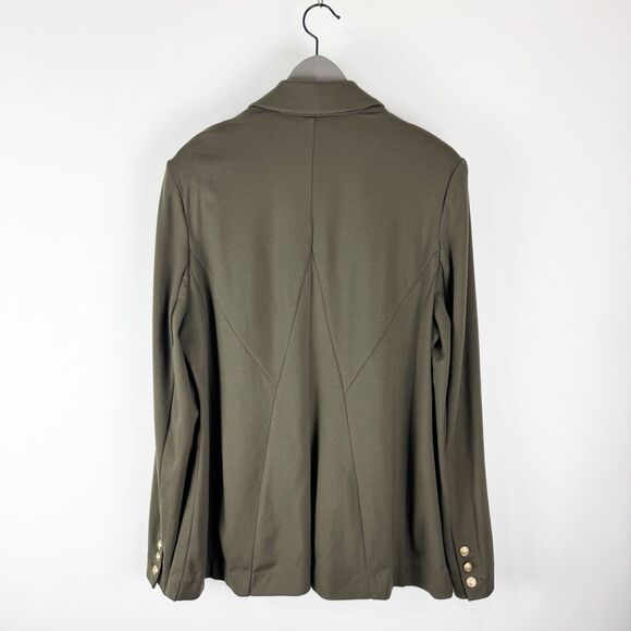 Lane Bryant The Bryant Blazer Size 16 Olive Green Gold Buttons Ponte Jacket - Picture 7 of 16